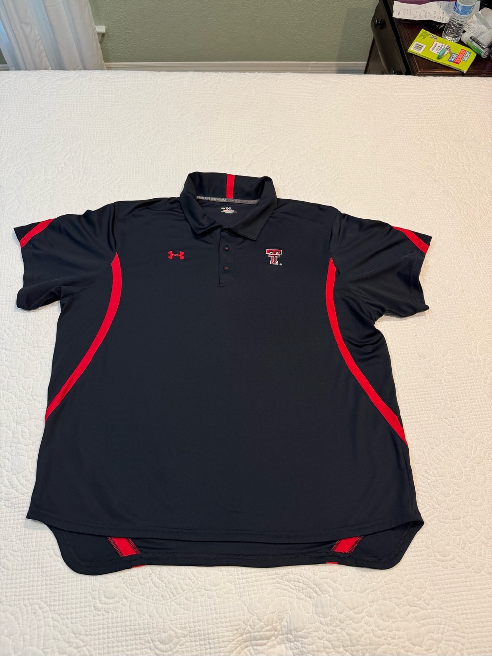 Under Armour Black and Red Texas Tech Polo